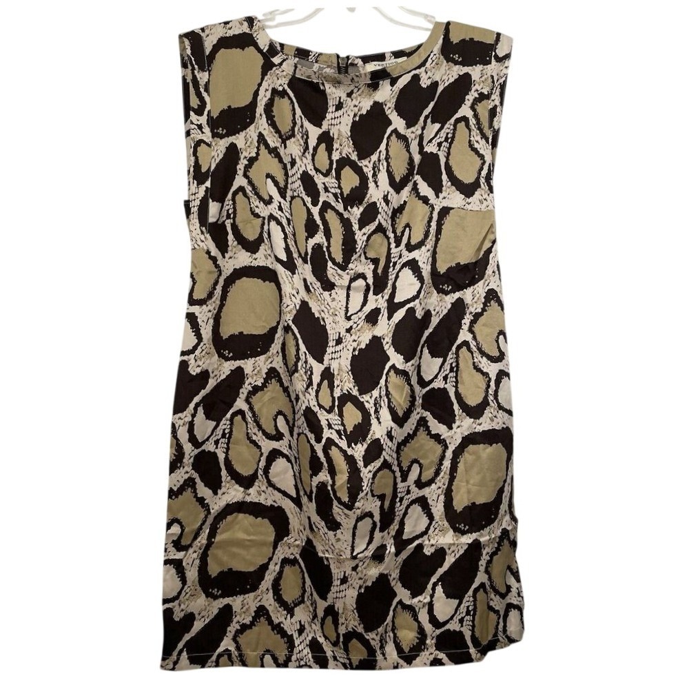 Vertigo‎ Paris Snakeskin Print Sheath Dress Womens Large Mobwife Neutral Chic